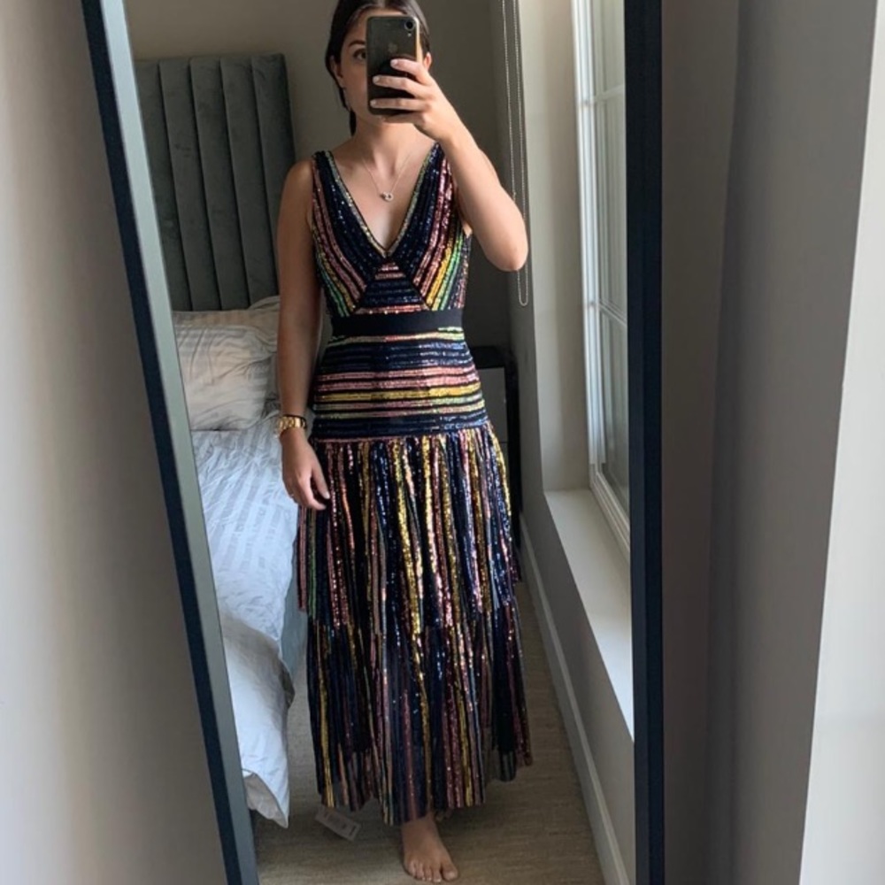 SELF-PORTRAIT tiered striped sequined tulle dress - Picture 6 of 8